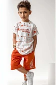 Erkek Çocuk Believe Yazı Baskılı Kısa Kollu Turuncu Şortlu Takım thumbnail 1