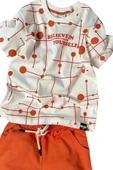 Erkek Çocuk Believe Yazı Baskılı Kısa Kollu Turuncu Şortlu Takım thumbnail 3