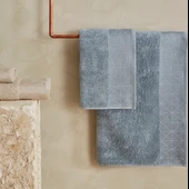 Karaca Home Lucia 4 Parça Banyo/Baş Havlusu Hamam Seti Mavi Bej thumbnail 2