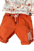 Erkek Çocuk Believe Yazı Baskılı Kısa Kollu Turuncu Şortlu Takım thumbnail 4