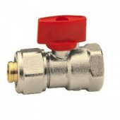 Eca 1/2 Rakorlu Mini Küresel Valf  Pex Kırmızı Volanlı  102122031 - 1