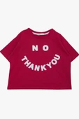 Kız Çocuk Simli Thank You Yazı Baskılı Fuşya Crop thumbnail 1