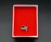 925 Ayar Kadın Gümüş Oltu Taşı Yaprak Yüzük sy00028 thumbnail 3