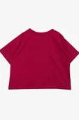 Kız Çocuk Simli Thank You Yazı Baskılı Fuşya Crop thumbnail 2
