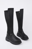 Muggo NEROX Kalın Taban Streç Detaylı Fermuarlı Kadın Çizme - 5