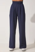 Happiness İstanbul Kadın Lacivert Beli Cırt Cırt Kapamalı Bol Pantolon YL00001 thumbnail 4