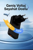 65W GaN Hızlı Şarj Adaptörü USB-C + USB-A Çift Port, Akıllı Sıcaklık Kontrolü, Seyahat Dostu - 2