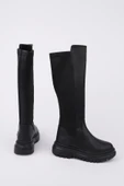 Muggo NEROX Kalın Taban Streç Detaylı Fermuarlı Kadın Çizme - 6