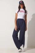 Happiness İstanbul Kadın Lacivert Beli Cırt Cırt Kapamalı Bol Pantolon YL00001 thumbnail 2