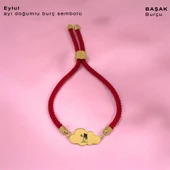 Burca Özel Bulut Figürlü Kırmızı Örgü İpli 14 Ayar Altın Plakalı Hediye Bileklik-406 thumbnail 1