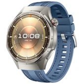 Sneezy Huawei Watch GT6 Pro 46mm ile Uyumlu Metal Tokalı Dikiş Detaylı Şık Dokuma Silikon Kordon  Mavi thumbnail 1