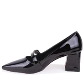 Dagoster DZA07-129604 Siyah Rugan Klasik Topuklu Kadın Ayakkabı - 3