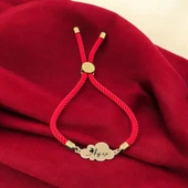 İsme Özel Bulut Figürlü Kırmızı Örgü İpli 14 Ayar Altın Plakalı Hediye Bileklik-406 thumbnail 1