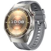 Sneezy Huawei Watch GT6 Pro 46mm ile Uyumlu Metal Tokalı Dikiş Detaylı Şık Dokuma Silikon Kordon  Gri thumbnail 1