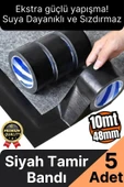 5 Adet Ekstra Güçlü Dayanıklı Su Geçirmez Sızdırmaz Yalıtım İzolasyon Siyah Tamir Bandı 10 Mt 48 Mm - 1