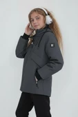 Kız Çocuk Gri Outdoor Su İtici Kapüşonlu Kaban – Rüzgar Geçirmez, Hafif ve Dayanıklı - 4