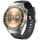 Sneezy Huawei Watch GT6 Pro 46mm ile Uyumlu Metal Tokalı Dikiş Detaylı Şık Dokuma Silikon Kordon  Siyah thumbnail 1