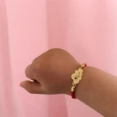 İsme Özel Bulut Figürlü Kırmızı Örgü İpli 14 Ayar Altın Plakalı Hediye Bileklik-406 thumbnail 2