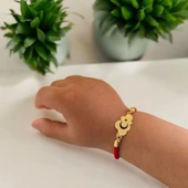 Sembole Özel Kırmızı Örgü İpli 14 Ayar Altın Plakalı Bulut Figürlü Hediye Bileklik-406 thumbnail 3