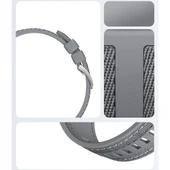Sneezy Huawei Watch GT6 Pro 46mm ile Uyumlu Metal Tokalı Dikiş Detaylı Şık Dokuma Silikon Kordon  Gri thumbnail 5