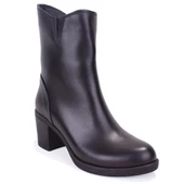 Dagoster DZA07-1314700 Siyah Klasik Topuk Deri Kadın Bot - 1