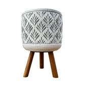 Bitki Tasarımı Ev dekorasyon Gri Lotus Ayaklı Beton Saksı Çiçeklik Saksılık thumbnail 3