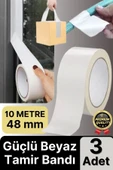 3 Adet Ekstra Güçlü Dayanıklı Su Geçirmez Sızdırmaz Yalıtım İzolasyon Beyaz Tamir Bandı 10 Mt 48 Mm - 1