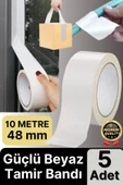 5 Adet Ekstra Güçlü Dayanıklı Su Geçirmez Sızdırmaz Yalıtım İzolasyon Beyaz Tamir Bandı 10 Mt 48 Mm - 1