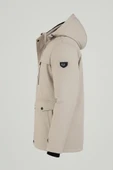Erkek Krem Pamuk Polyester Karışımlı Kürklü Çıkartılabilir Kapüşonlu Mont&Kaban thumbnail 3