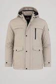 Erkek Krem Pamuk Polyester Karışımlı Kürklü Çıkartılabilir Kapüşonlu Mont&Kaban thumbnail 1