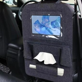 Glanz Araç Koltuk Arkası Organizer Koyu Gri Oto Tablet Telefon Tutucu Araba İçi Düzenleyici - 2