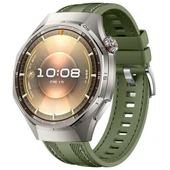 Sneezy Huawei Watch GT6 Pro 46mm ile Uyumlu Metal Tokalı Dikiş Detaylı Şık Dokuma Silikon Kordon  Haki thumbnail 1