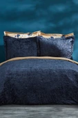 Nelda Çift Kişilik Kadife Yatak Örtüsü Lacivert thumbnail 10