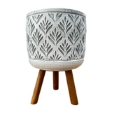 Bitki Tasarımı Ev dekorasyon Gri Lotus Ayaklı Beton Saksı Çiçeklik Saksılık thumbnail 4