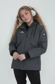 Kız Çocuk Gri Outdoor Su İtici Kapüşonlu Kaban – Rüzgar Geçirmez, Hafif ve Dayanıklı - 5