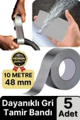 5 Adet Ekstra Güçlü Dayanıklı Su Geçirmez Sızdırmaz Yalıtım İzolasyon Gri Tamir Bandı 10 Mt 48 Mm thumbnail 1