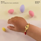 Burca Özel Bulut Figürlü Kırmızı Örgü İpli 14 Ayar Altın Plakalı Hediye Bileklik-406 thumbnail 3