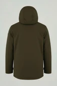 Erkek Yeşil Pamuk Polyester Karışımlı Kürklü Çıkartılabilir Kapüşonlu Mont&Kaban - 5