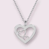 Bayanlara Özel Sevgililer Günü İçin Kalp Motifli Zincirli 925 Ayar Gümüş Plakalı Hediyelik Kolye-409 - 1