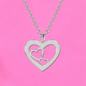 Bayanlara Özel Sevgililer Günü İçin Kalp Motifli Zincirli 925 Ayar Gümüş Plakalı Hediyelik Kolye-409 - 2