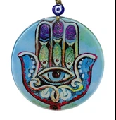 Fatma Ana Bereket Eli Şekilli 16 Santimetre Çapında Füzyon Cam Duvar Dekoru thumbnail 1