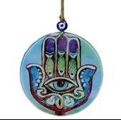 Fatma Ana Bereket Eli Şekilli 16 Santimetre Çapında Füzyon Cam Duvar Dekoru thumbnail 2