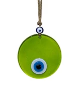 Yağ Yeşili Renginde Nazar Boncuklu Şeffaf Cam Duvar Süsü thumbnail 2