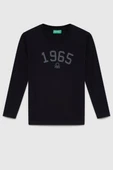 United Colors of Benetton Erkek Çocuk BNT-B23339 Uzun Kol Tshirt Siyah thumbnail 1