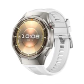 Huawei Watch GT6 Pro 46mm İle Tam Uyumlu Kordon Metal Tokalı Yumuşak Silikon Kordon Kayış  Beyaz thumbnail 1