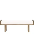 BELLO ÖZEL TASARIM KOLÇAKLI METAL AYAK BEYAZ MİNDER DEKORATİF PUF BENCH - 2