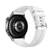 Huawei Watch GT6 Pro 46mm İle Tam Uyumlu Kordon Metal Tokalı Yumuşak Silikon Kordon Kayış  Beyaz thumbnail 2