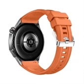 Huawei Watch GT6 Pro 46mm İle Tam Uyumlu Kordon Metal Tokalı Yumuşak Silikon Kordon Kayış  Turuncu thumbnail 2