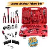 Lokma Anahtar Takımı 58 Parça Pense Tornavida Seti 1/2 3/8 1/4 Yıldız Tork Düz Set Bits Uç Allen Set thumbnail 3