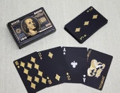 Periboia Altın Dolar Tasarımlı Siyah İskambil Oyun Kartı - 1